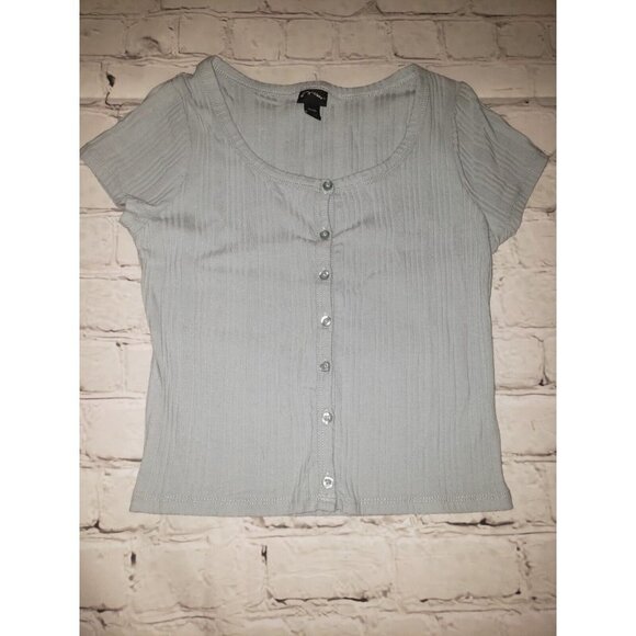 NWOT Art Class Girls Dusty Blue Button Top Size Medium 7/8 - Picture 1 of 3